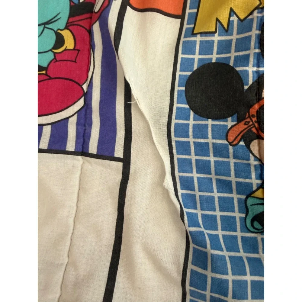 2 Vintage 90s Mickey Mouse Disney Comforter Colorful Retro Grid Print twin